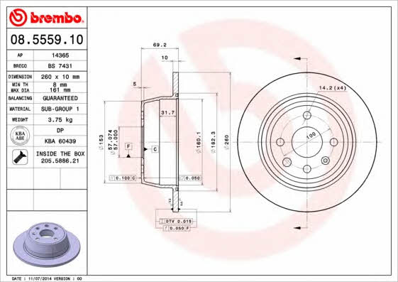 Breco BS 7431 Rear brake disc, non-ventilated BS7431