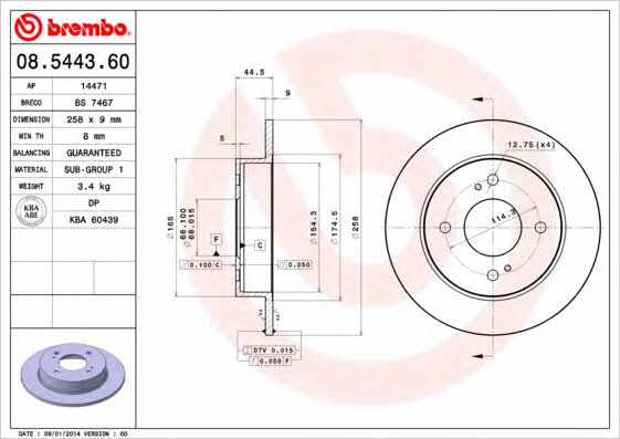 Breco BS 7467 Rear brake disc, non-ventilated BS7467