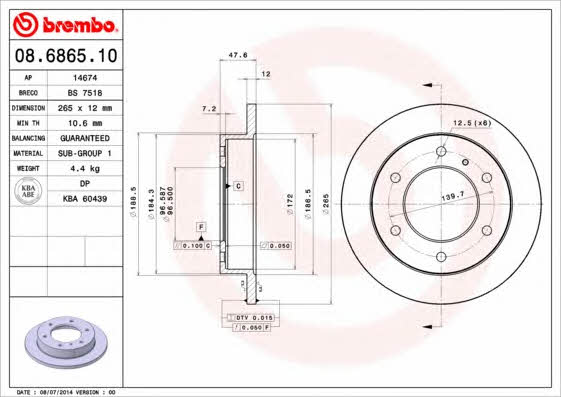 Breco BS 7518 Rear brake disc, non-ventilated BS7518