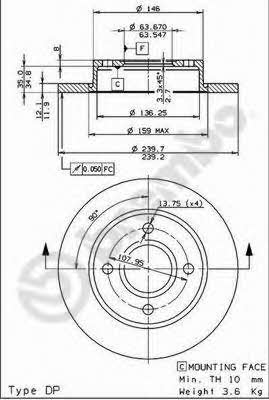 Breco BS 7522 Unventilated front brake disc BS7522