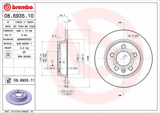 Breco BS 7534 Rear brake disc, non-ventilated BS7534