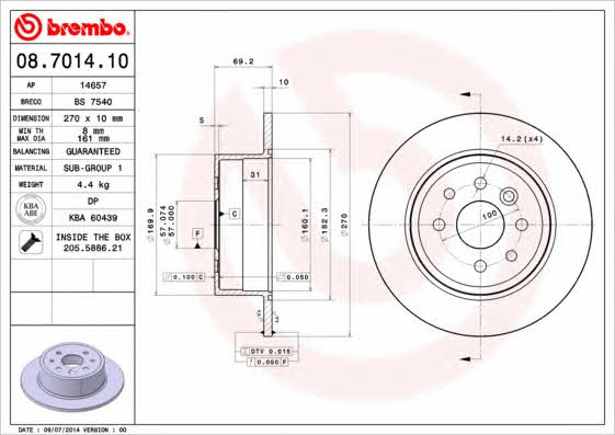 Breco BS 7540 Rear brake disc, non-ventilated BS7540