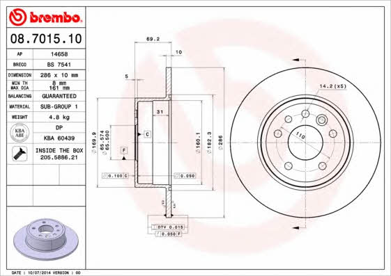 Breco BS 7541 Rear brake disc, non-ventilated BS7541