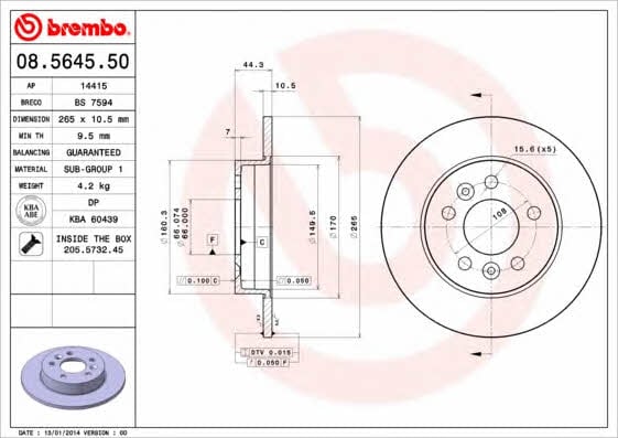 Breco BS 7594 Rear brake disc, non-ventilated BS7594