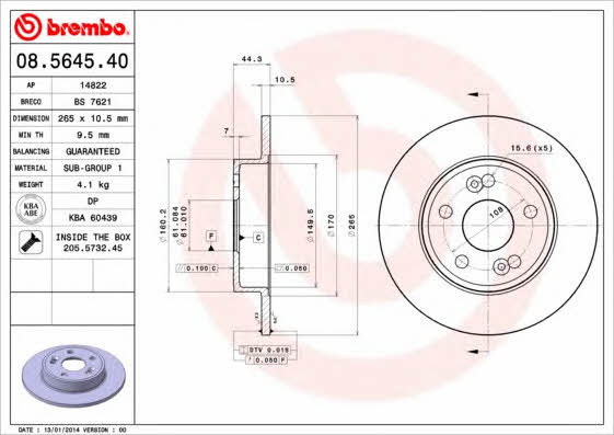 Breco BS 7621 Rear brake disc, non-ventilated BS7621