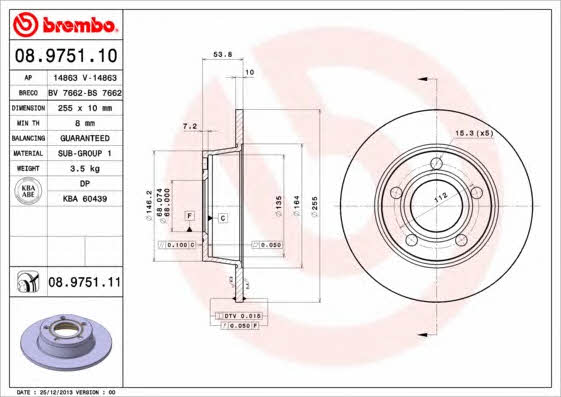 Breco BS 7662 Rear brake disc, non-ventilated BS7662