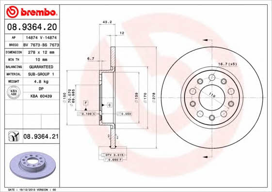 Breco BS 7673 Rear brake disc, non-ventilated BS7673