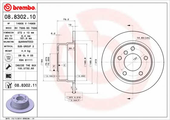 Breco BS 7686 Rear brake disc, non-ventilated BS7686