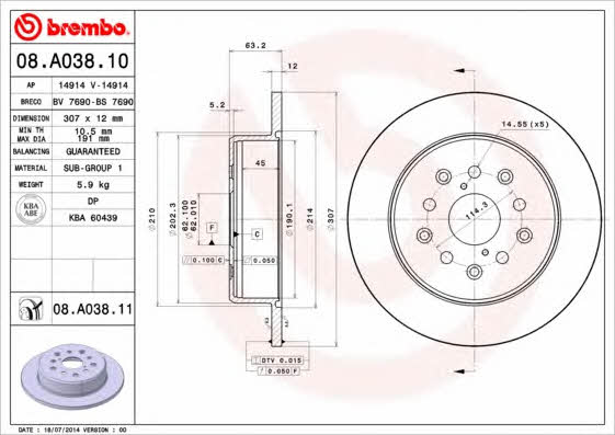 Breco BS 7690 Rear brake disc, non-ventilated BS7690