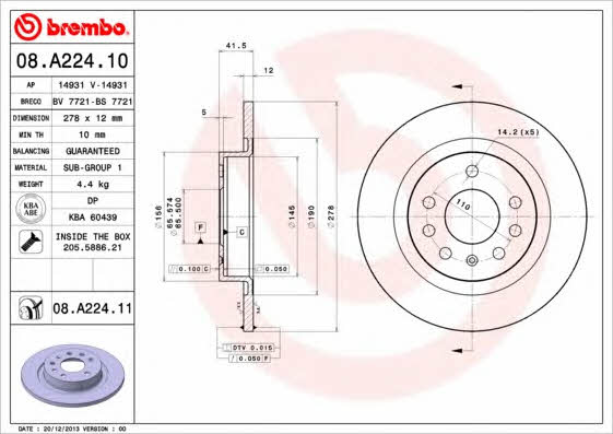 Breco BS 7721 Rear brake disc, non-ventilated BS7721