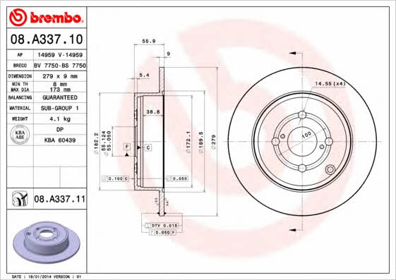 Breco BS 7750 Rear brake disc, non-ventilated BS7750