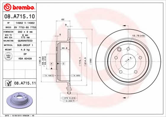 Breco BS 7753 Rear brake disc, non-ventilated BS7753