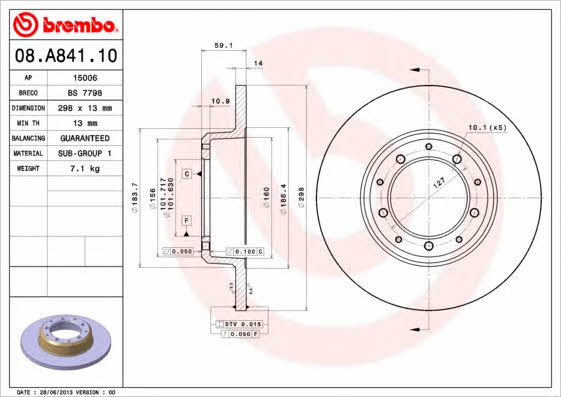Breco BS 7798 Rear brake disc, non-ventilated BS7798