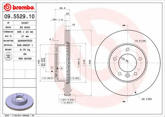 Breco BS 8042 Front brake disc ventilated BS8042