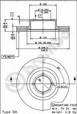 Breco BS 8118 Front brake disc ventilated BS8118