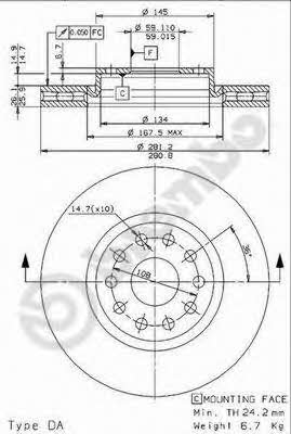 Breco BS 8205 Front brake disc ventilated BS8205