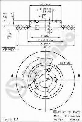 Breco BS 8213 Front brake disc ventilated BS8213