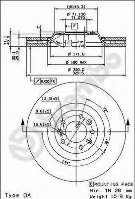 Breco BS 8479 Front brake disc ventilated BS8479