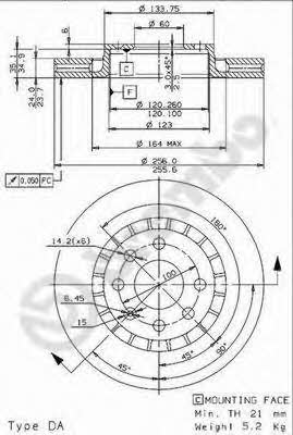 Breco BS 8523 Front brake disc ventilated BS8523