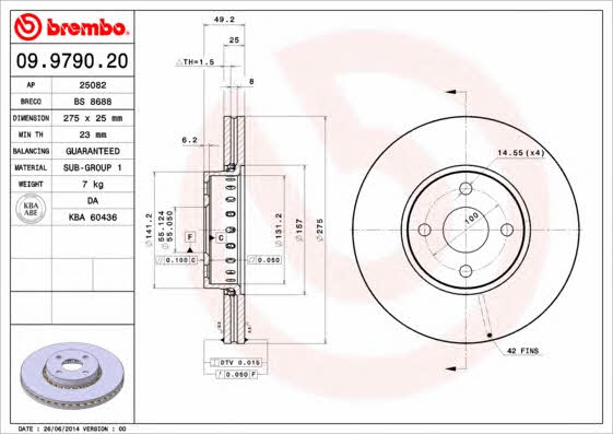 Breco BS 8688 Front brake disc ventilated BS8688