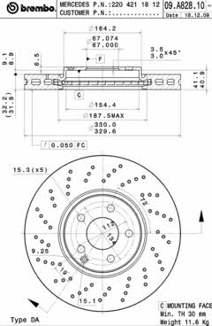 Breco BS 8859 Front brake disc ventilated BS8859