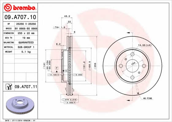 Breco BS 8866 Front brake disc ventilated BS8866