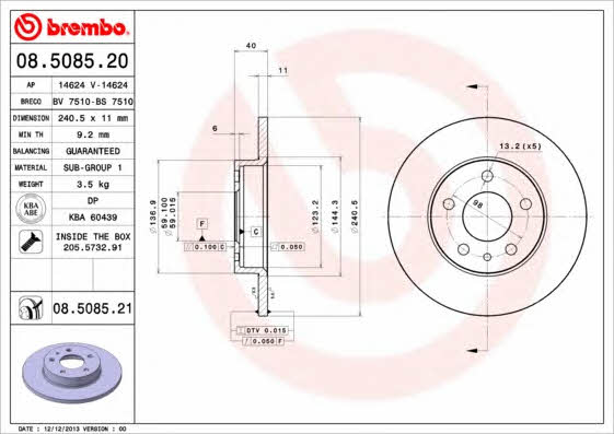 Breco BV 7510 Rear brake disc, non-ventilated BV7510