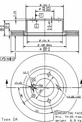 Breco BV 8565 Front brake disc ventilated BV8565