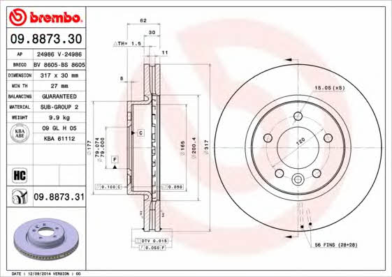 Breco BV 8605 Front brake disc ventilated BV8605