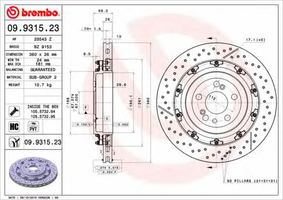 Breco BZ 9153 Brake disc BZ9153