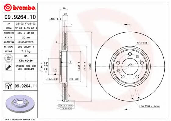 Breco BV 8711 Rear ventilated brake disc BV8711