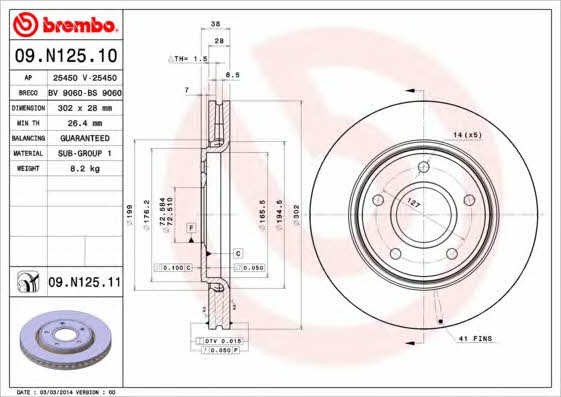 Breco BS 9060 Front brake disc ventilated BS9060