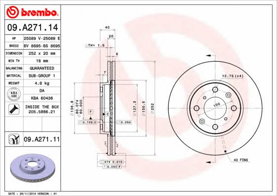 Breco BV 8695 Front brake disc ventilated BV8695