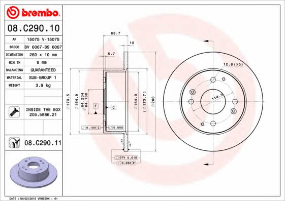 Breco BS 6067 Rear brake disc, non-ventilated BS6067
