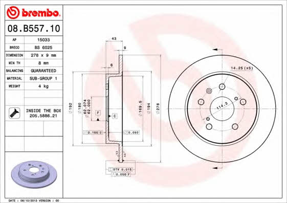Breco BS 6025 Rear brake disc, non-ventilated BS6025
