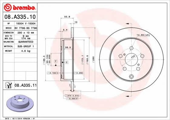 Breco BV 7796 Rear brake disc, non-ventilated BV7796