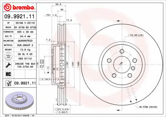 Buy Brembo 09992111 – good price at EXIST.AE!