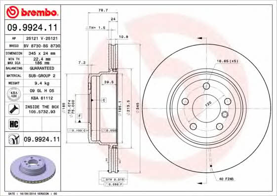 Buy Brembo 09992411 – good price at EXIST.AE!