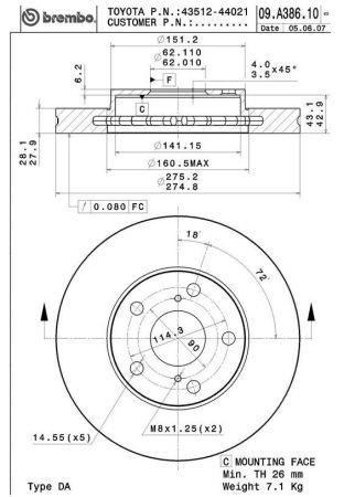 Brembo Ventilated disc brake, 1 pcs. – price 189 PLN