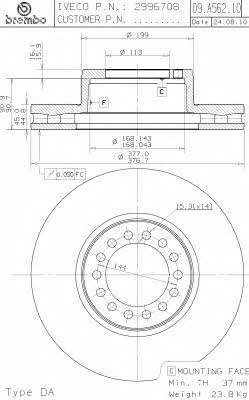 Vented brake disc, 1 pc Brembo 09.A562.10