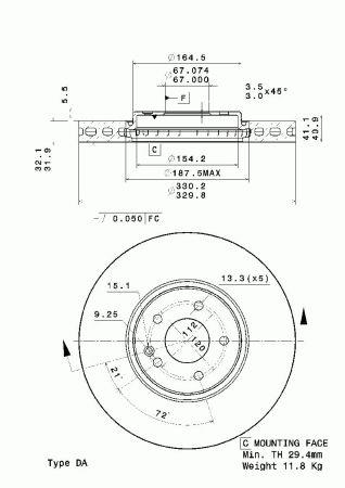 Ventilated disc brake, 1 pcs. Brembo 09.A726.11