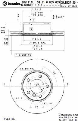 Brembo Vented brake disc, 1 pc – price [object Object] PLN