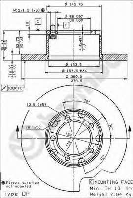 Unventilated front brake disc Brembo 08.3959.20