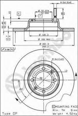 Unventilated front brake disc Brembo 08.4070.10