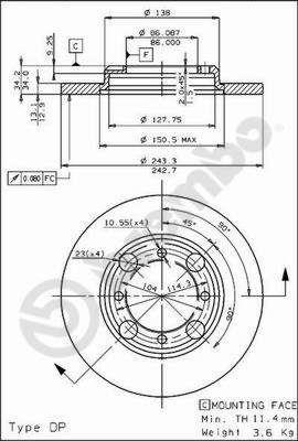 Unventilated front brake disc Brembo 08.4786.10