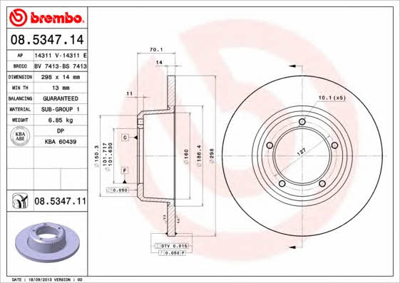 Brembo 08.5347.14 Unventilated brake disc 08534714