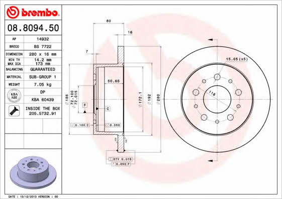 Brembo Rear solid brake disc – price [object Object] PLN
