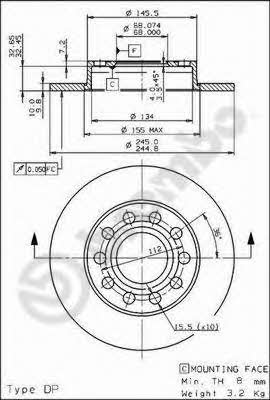 Rear solid brake disc Brembo 08.9136.11