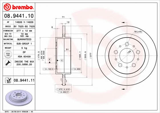 Brembo 08.9441.10 Unventilated brake disc 08944110