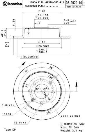 Buy Brembo 08A92010 – good price at EXIST.AE!